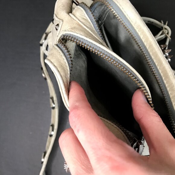 Jungle Tribe Belt Bag Gray Leather Studded Utility Crossbody Handbag Fanny Pack - Picture 11 of 17